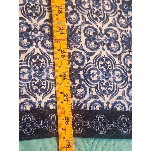 Chico's Size 2(12) Blue Geometric Design V-Neck 3/4‎ Sleeve Boho Tunic Top - Picture 9 of 9